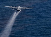 Jet spraying above water