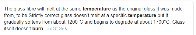 Melting temperatures of fiberglass